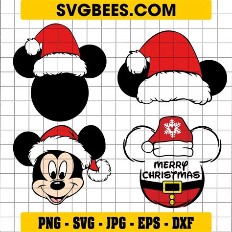 Disney Character Mickey Mouse Santa Hat Svg And Png Svgbees