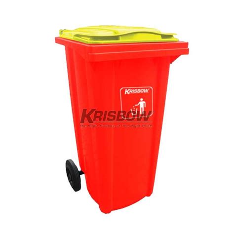 Jual Tempat Sampah Dust Bin Neo Red 120L With Yellow LID Krisbow Harga