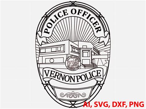 City Of Vernon Police Officer Badge Logo Seal Custom Ai Vector