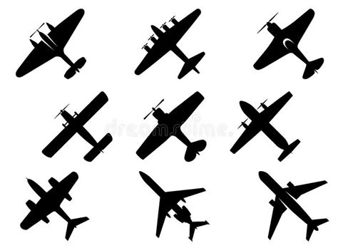 Black Aircraft Silhouette Icons Stock Vector - Illustration of concept ...