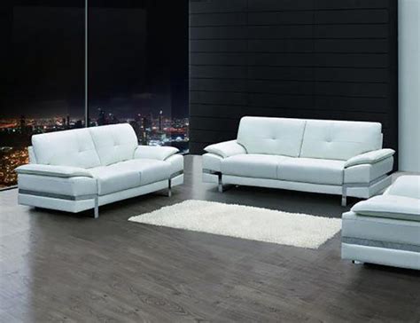 Maxwest P Contemporary White Genuine Italian Leather Sofa Set Pcs