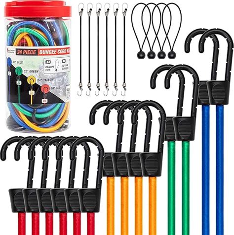 Ultimate Flat Outdoor Bungee Cord Assortment Heavy Duty Set Of 28