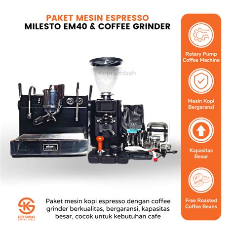 Jual Paket Mesin Kopi Espresso Milesto Em Coffee Grinder Espreso