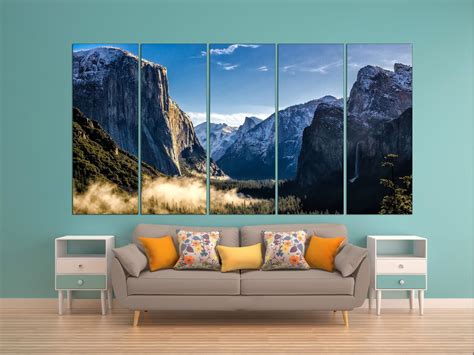 Mountains Landscape Canvas Art Yosemite National Park Canvas Etsy