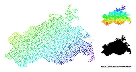 Vector Spectral Pixelated Map Of Mecklenburg Vorpommern State Stock