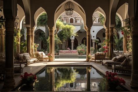 Premium Photo Serene Mosque Courtyard Garden Oasis