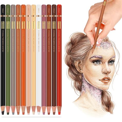 Misulove Colour Charcoal Pencils Drawing Set Skin Tone Pencils Pastel