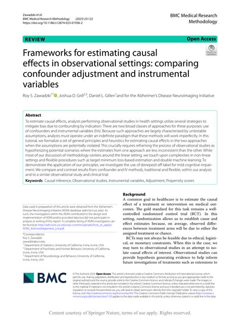 Pdf Frameworks For Estimating Causal Effects In Observational