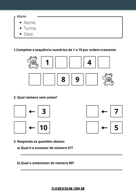 Atividade Ano Matematica Sequencia Numerica Plano De Aula Sexiz Pix