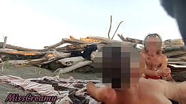 Public Handjob In Nude Beach Masturbating And Cumshot Of Big Cock In Front Of Everyone