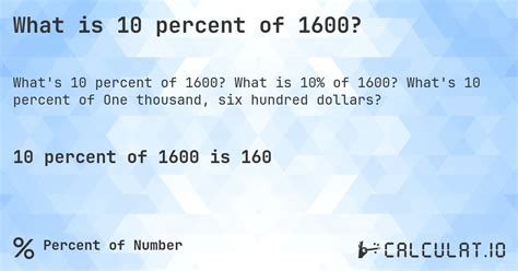 Quanto É 10 De 1600 - What is 10 percent of 1600? - Calculatio