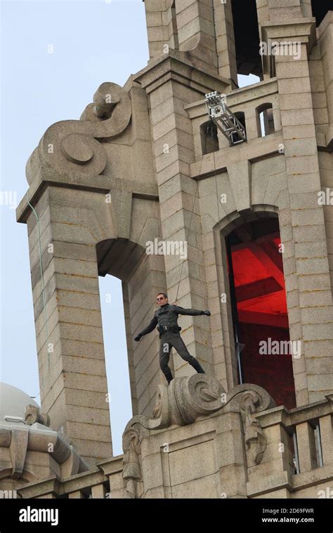 Filming Of The Batman On Top Of The Royal Liver Building In Liverpool