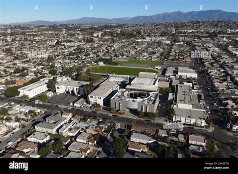 An Aerial View Of James A Garfield Senior High School Amid The Global