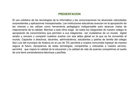 Plan De Gestion En Tic Colegio San Luis Aratoca PPT