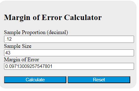 95 Percent Margin Of Error Calculator Calculator Academy