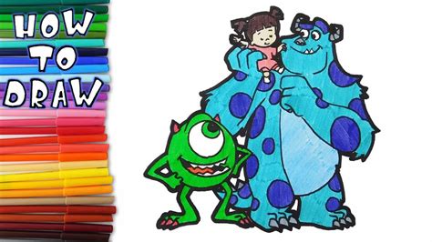 How To Draw Mike Sulley And Boo From Monstersinc Learn To Draw