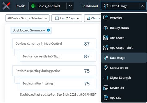data usage dashboard