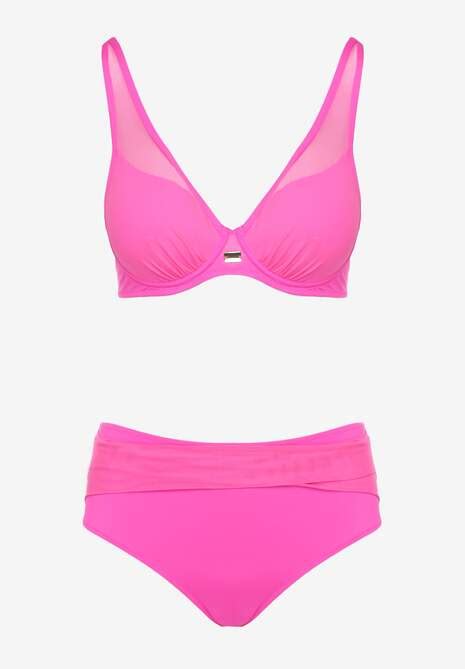 Fuksjowe Bikini Z Siateczkowymi Zdobieniami Biustonosz I Majtki Typu Figi Linelissa Renee