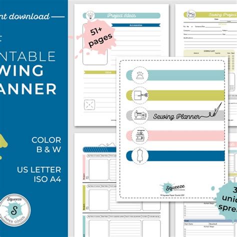 Sewing Planner Printable Sewing Project Planner Journal Etsy