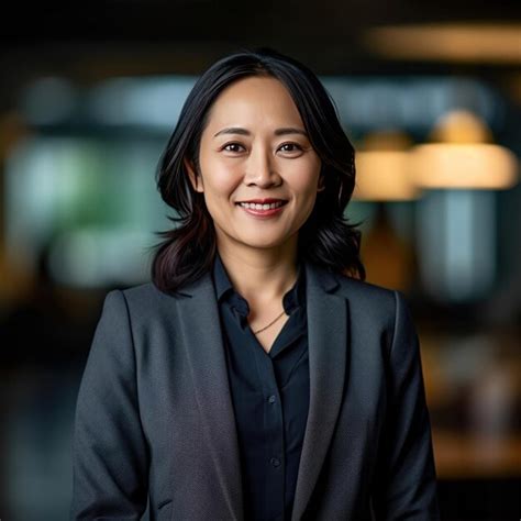 Une Femme D Affaires Professionnelle Mature Asiatique Debout Dans Un Bureau Souriant Avec