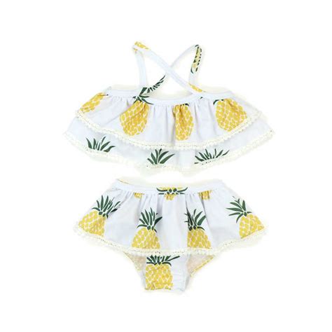 Yiwuyiyuan Girls Bathing Suits Girls Bikini Set Ruffle Swimsuit Printing Cute Two Piece Swimsuit