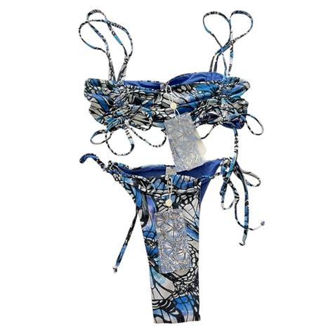 Toluca Swim Toluca Swim Blue Butterfly Bikini Set Xs Poshmark
