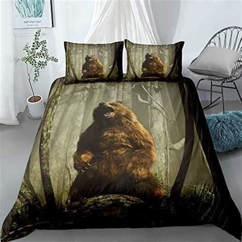 Housse De Couette Parure De Lit Ours Polaire Ours Brun Multicolore Avec