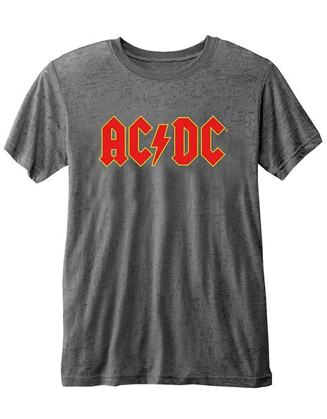 Ac Dc T Shirt Classic Red Band Logo New Official Unisex Charcoal Grey