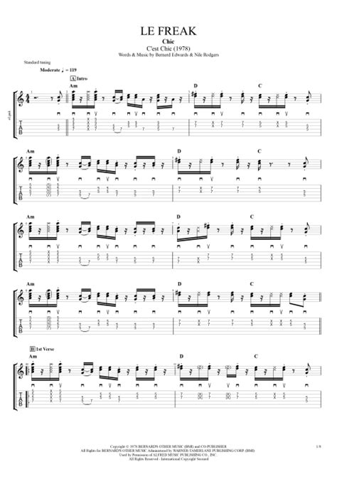 Le Freak Tab By Chic Guitar Pro Guitar Bass And Backing Track