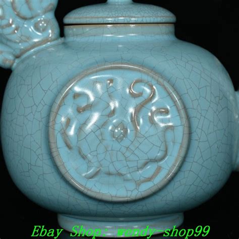 Old Chinese Song Dynasty Ru Kiln Porcelain Dragon Beast Head Pot