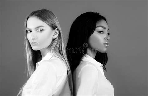 Racial Equality Concept Interracial Friendship Multiethnic Lesbian Mixed Nation Woman Friendly