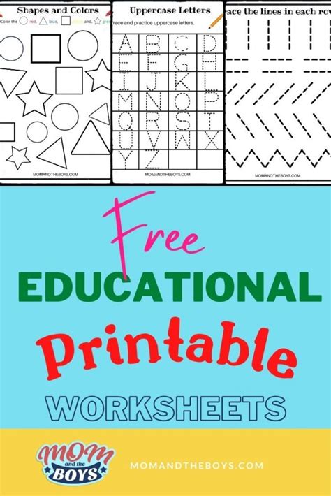 Free Educational Printable Worksheets Momandtheboys