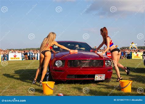 Semi Naked Girls Erotically Wash A Sports Car Editorial Stock Image Image Of Pretty Naked