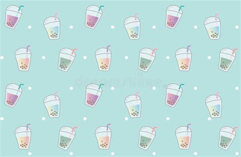 Seamless Pattern Bubble Tea Stock Vector Illustration Of Cold Bubble