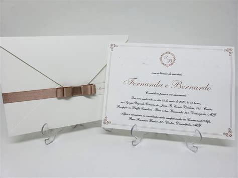 Convite Clássico nude e rosê Elo Produtos Especiais