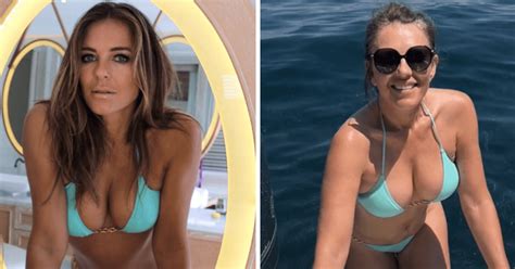 Elizabeth Hurley Sizzles In Turquoise Bikini As She Celebrates