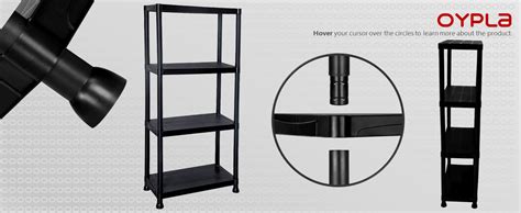 Oypla Tier Black Plastic Heavy Duty Shelving Racking Storage Unit