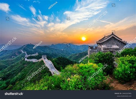 Great Wall China Famous Travel Destinations Stock Photo 2442337491