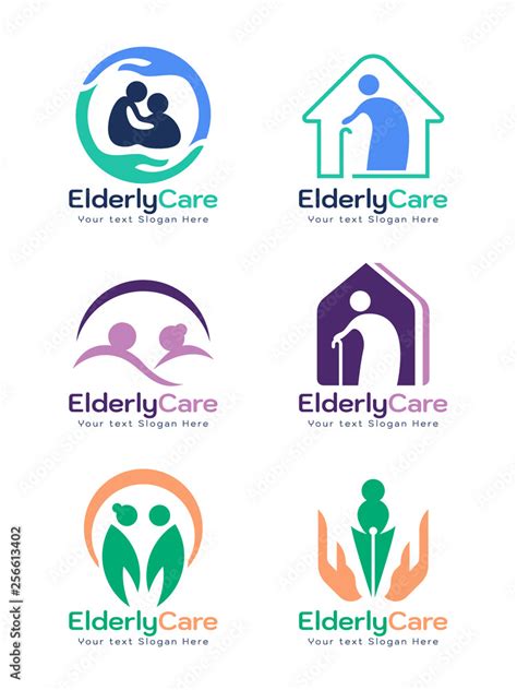 Elderly care logo sign vector set design Stock Vector | Adobe Stock