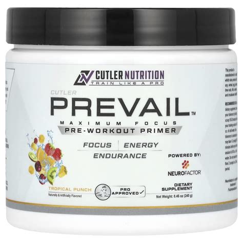 Cutler Nutrition Prevail Pre Workout Primer Tropical Punch 846 Oz