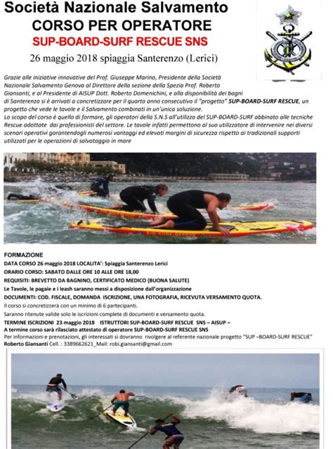 Corso Operatore Sup Rescue A Lerici Società Nazionale Di Salvamento