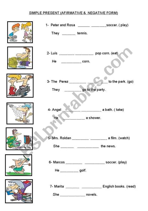 Present Simple Affirmative Negative Form Esl Worksheet By Nancyliz