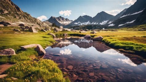 Wildflowers Alpine Tundra Landscape Stock Illustration Illustration