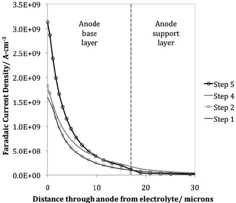 Faradaic Current Density Distributions In The Anode For The