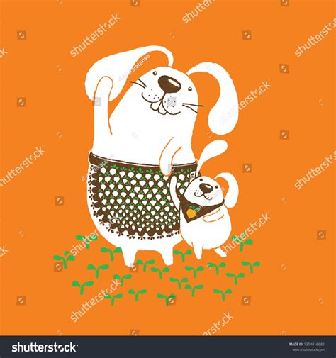 Funny Rabbits Garden Vector Illustration Character Stock Vector