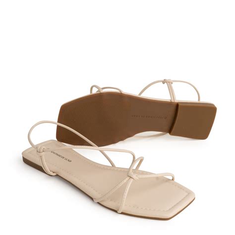 Rasteira Sandalia Nude Manteiga Tiras Entrela Adas Bege