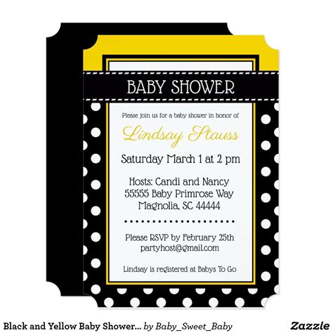 Black And Yellow Baby Shower Invitation Our Custom Invitations Are