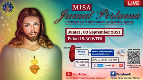 LIVE MISA JUMAT PERTAMA 4 September 2021 Jam 18 30 WITA Paroki