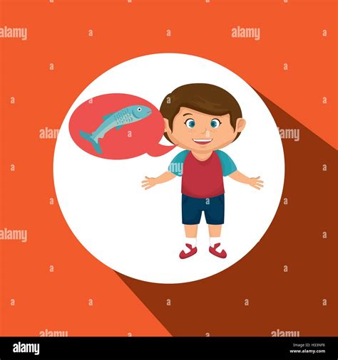 Boy Cartoon Food Fish Fresh Stock Vector Image And Art Alamy