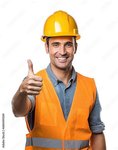 Construction Worker Thumbs Up Isolated On Transparent Background Stock